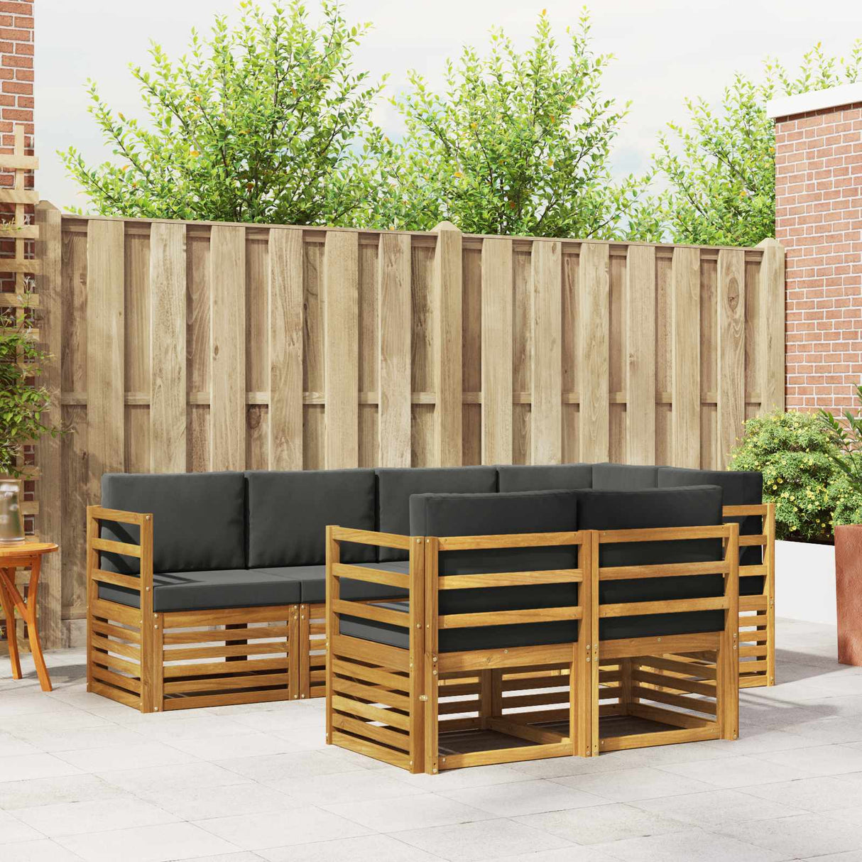 Outdoor Sofa Set 7 pcs Natural and Anthracite Polyester