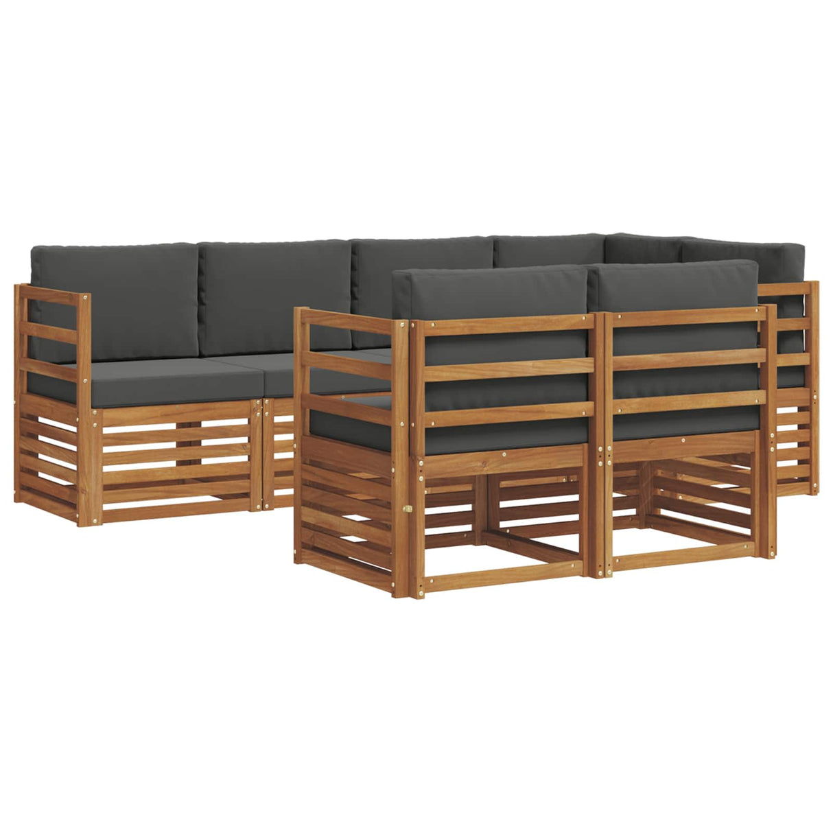 Sectional Sofa Set with Cushion 7 pcs Natural and Anthracite
