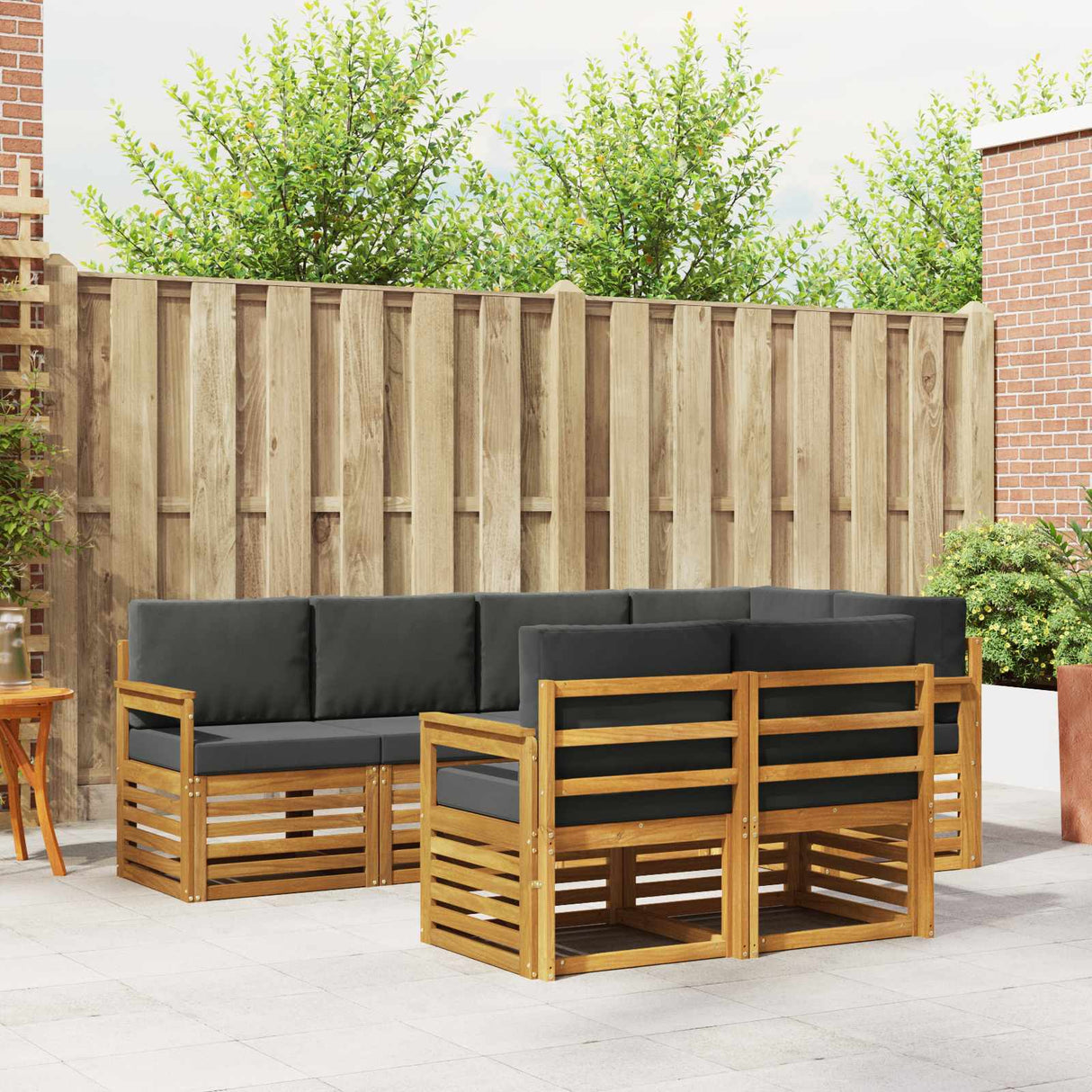 Sectional Sofa Set with Cushion 7 pcs Natural and Anthracite