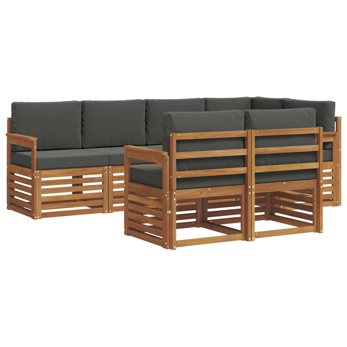 Outdoor Sofa Set 7 pcs Natural and Anthracite Polyester