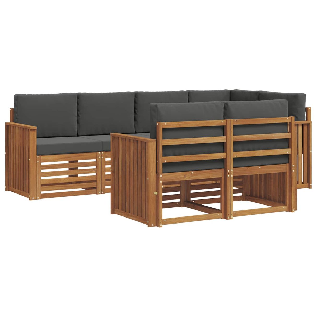 Sectional Sofa Set with Cushion 7 pcs Natural and Anthracite
