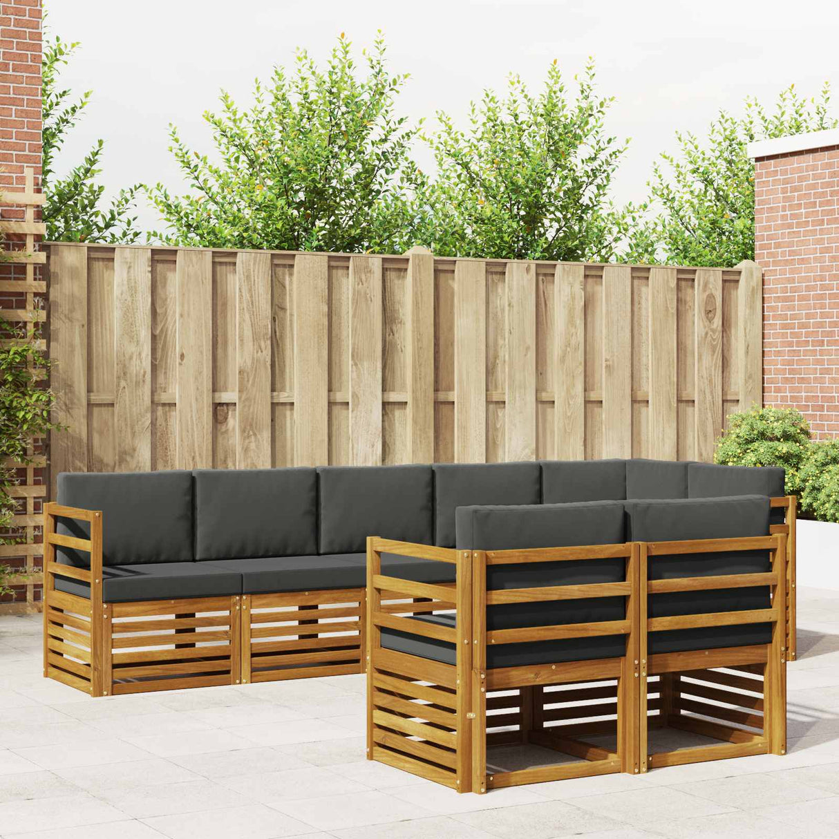 Outdoor Sofa Set 8 pcs Natural and Anthracite Polyester