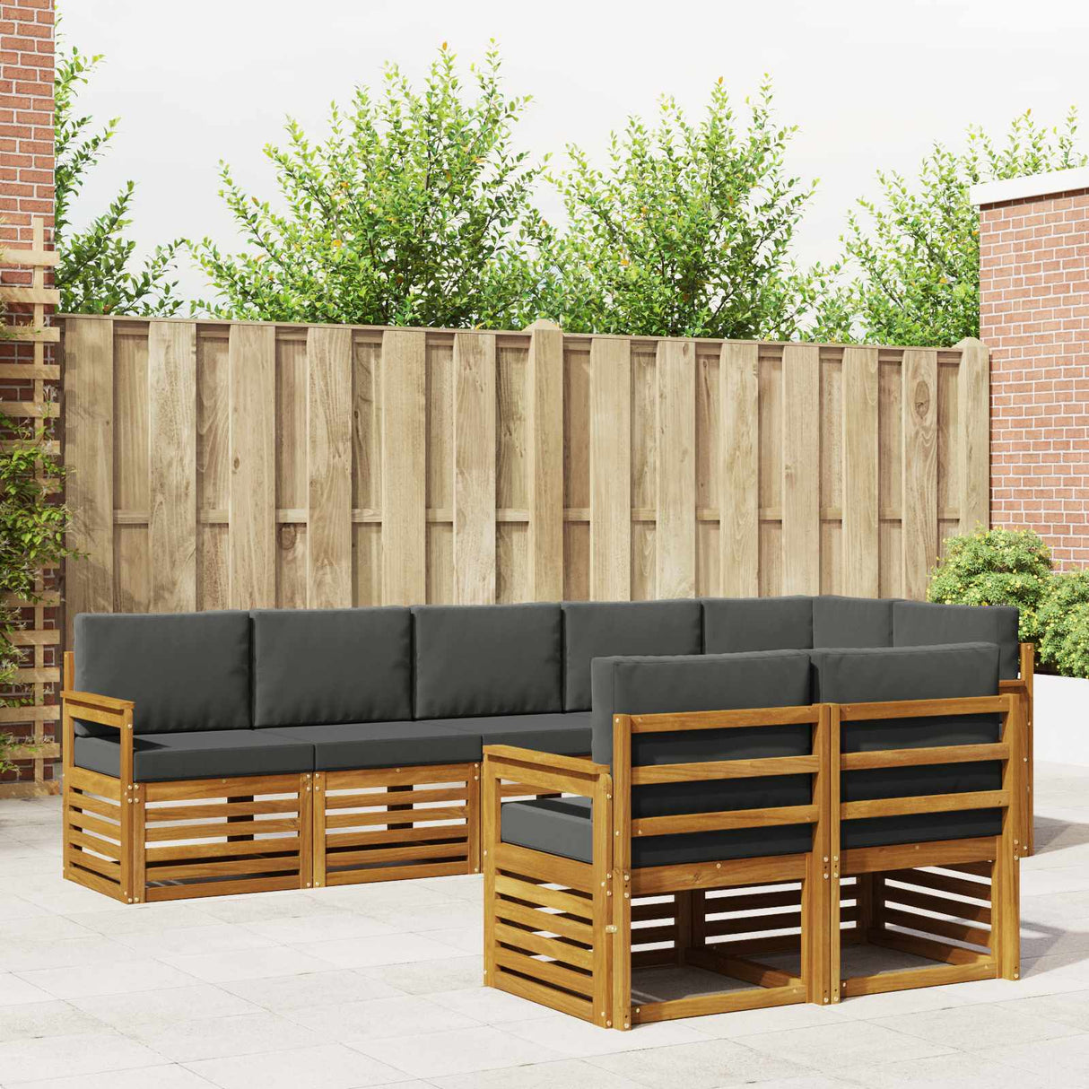 Sofa Sets 8 pcs Natural and Anthracite Solid Acacia Wood