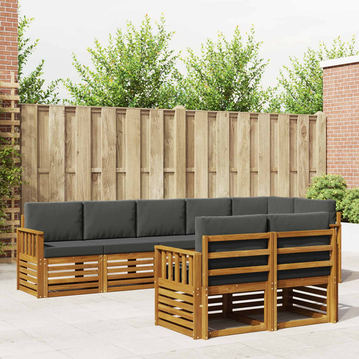 Outdoor Sofa Set 8 pcs Natural and Anthracite Polyester