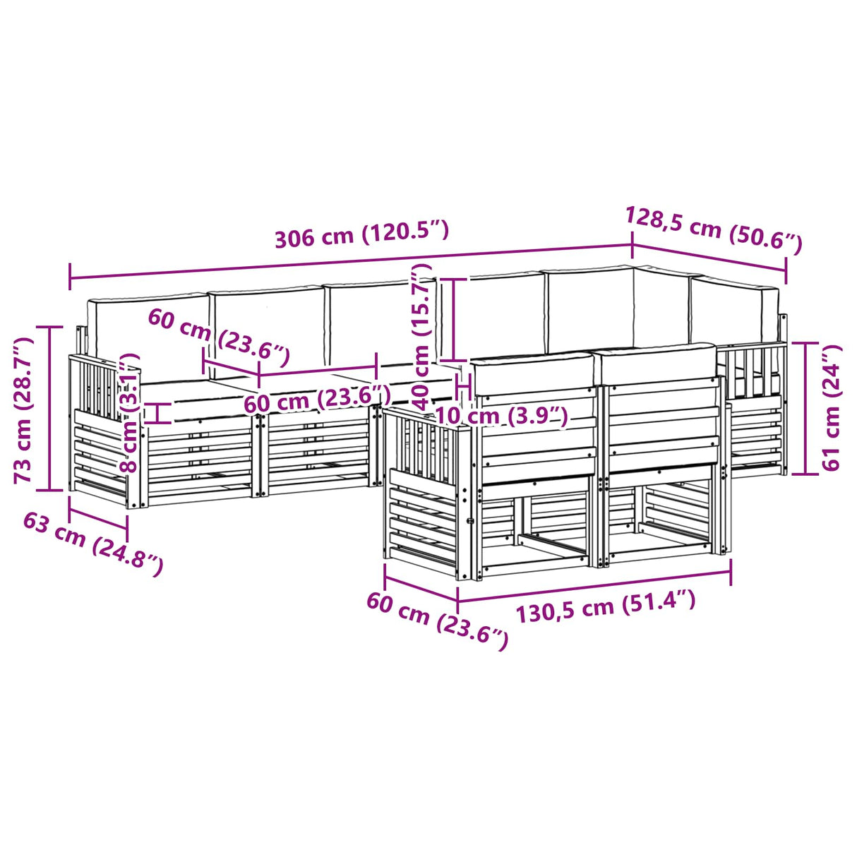 Outdoor Sofa Set 8 pcs Natural and Anthracite Polyester