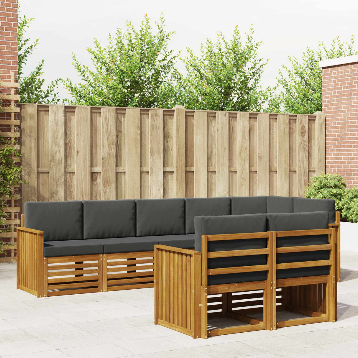 Outdoor Sofa Set 8 pcs Natural and Anthracite Polyester