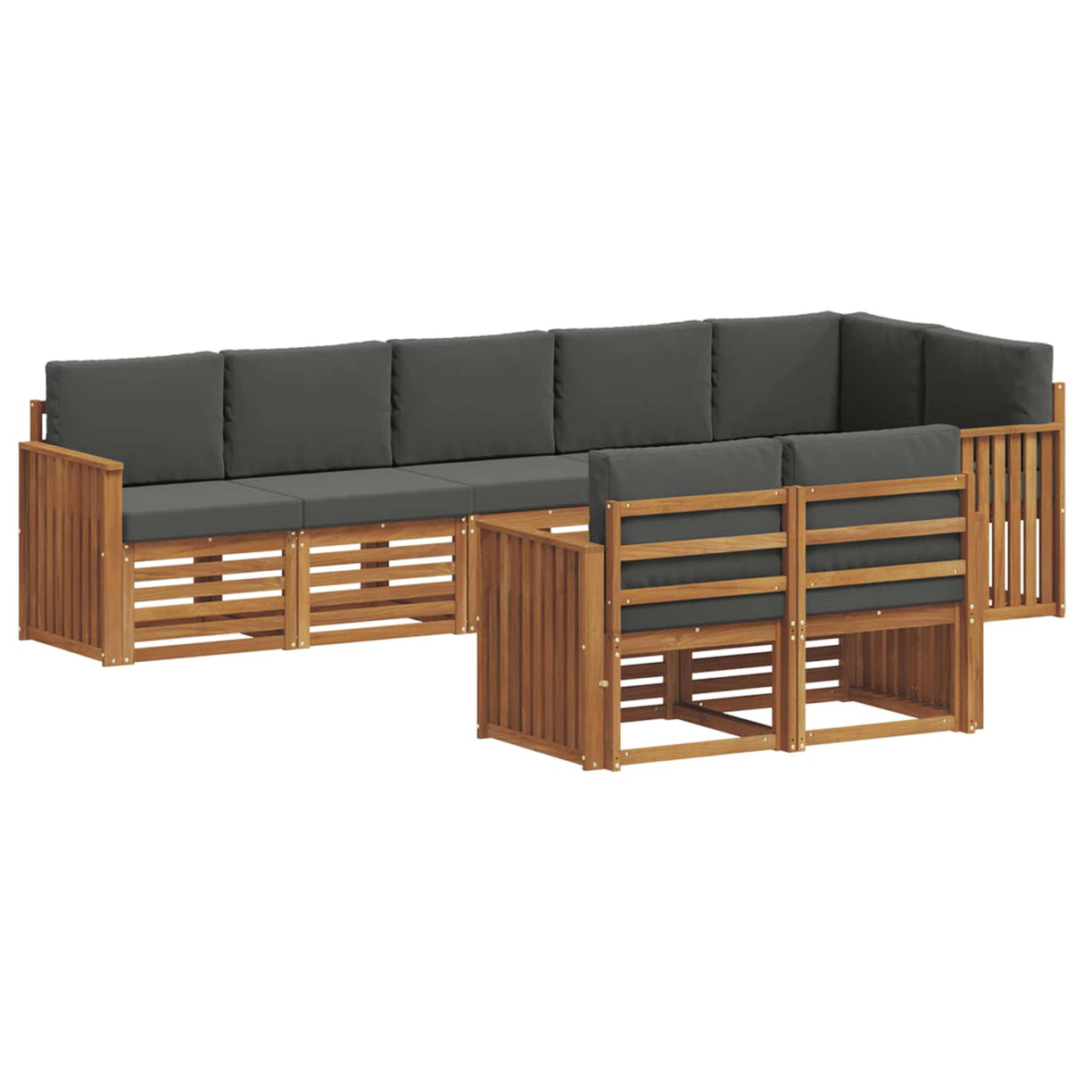 Sofa Sets 8 pcs Natural and Anthracite Solid Acacia Wood