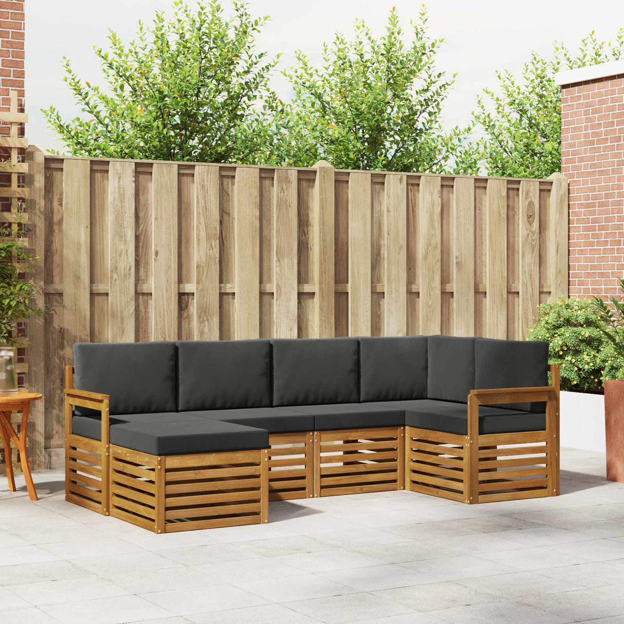 Outdoor Sofa Set 6 pcs Natural and Anthracite Polyester