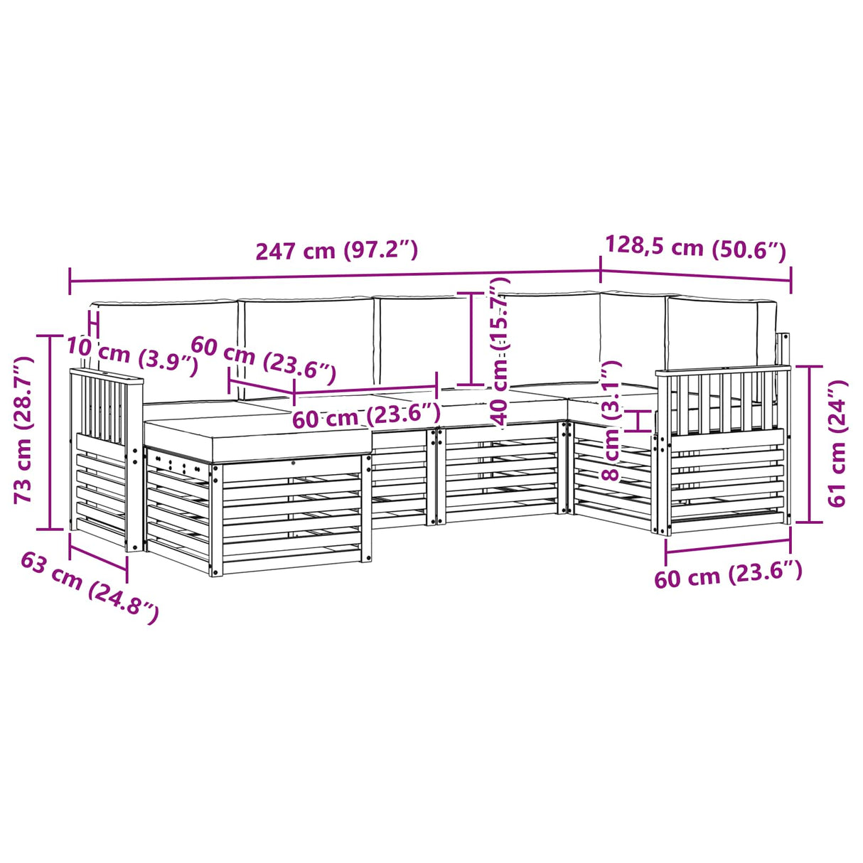 Outdoor Sofa Set 6 pcs Natural and Anthracite Polyester