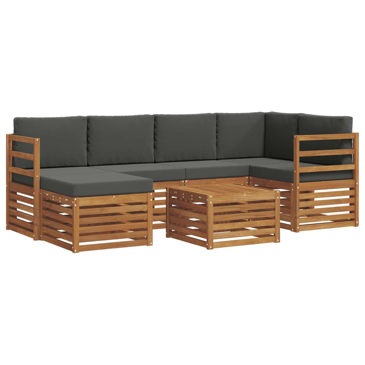 Outdoor Sofa Set 7 pcs Natural and Anthracite Polyester
