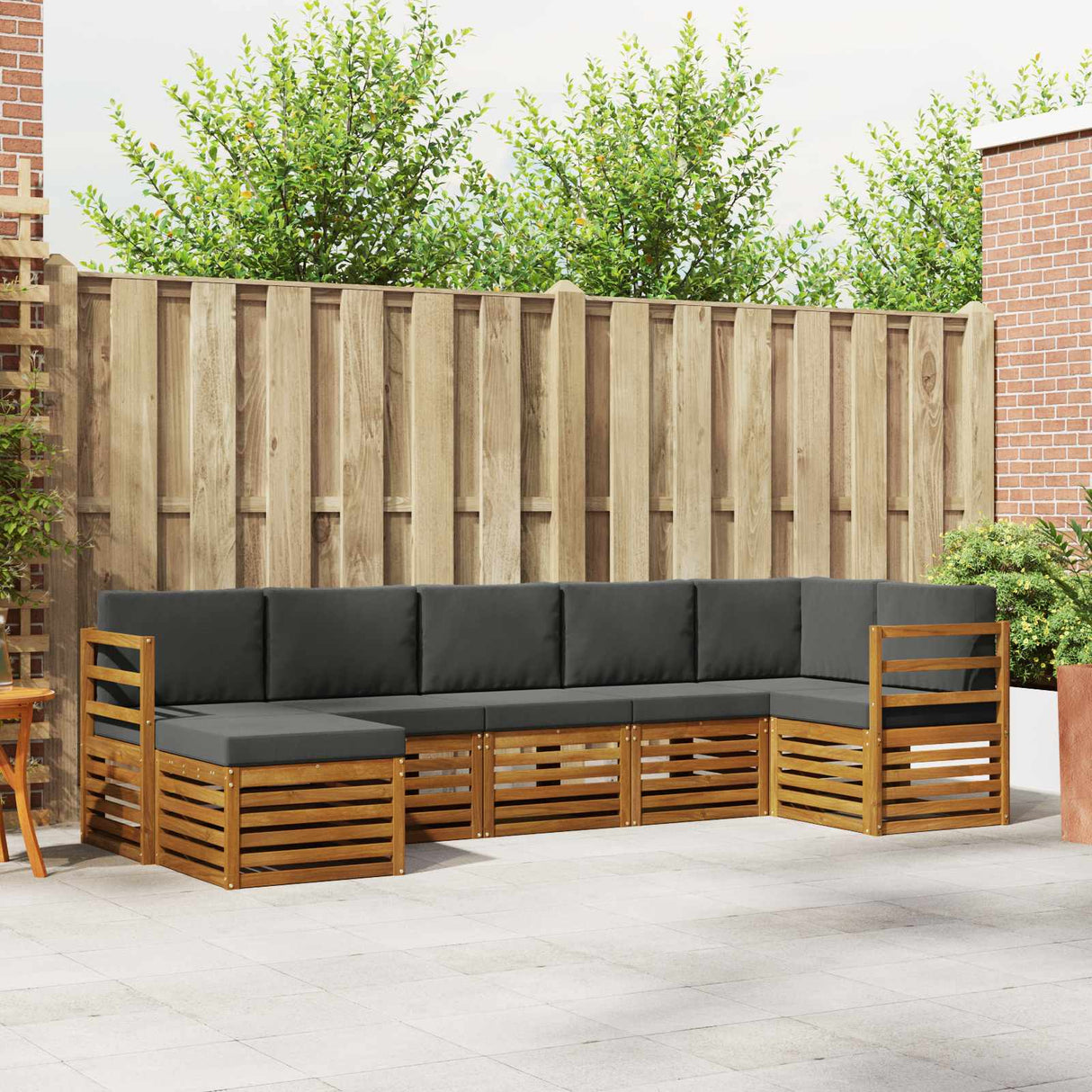 Outdoor Sofa Set 7 pcs Natural and Anthracite
