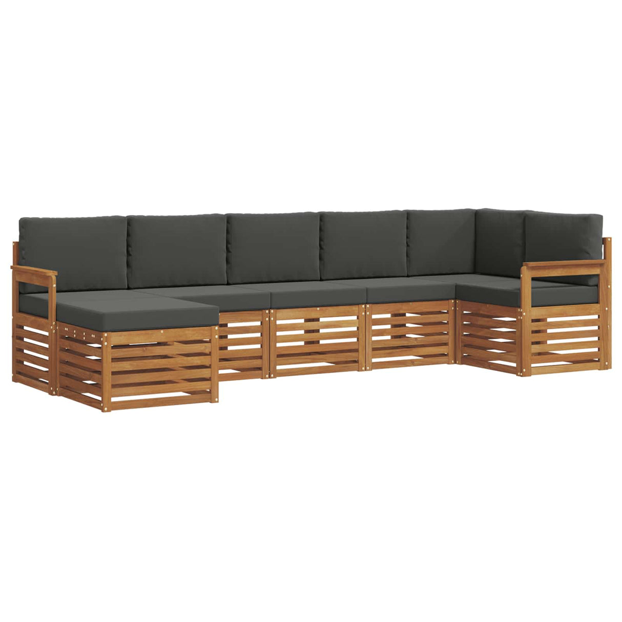 Sectional Sofa Set with Cushion 7 pcs Natural and Anthracite