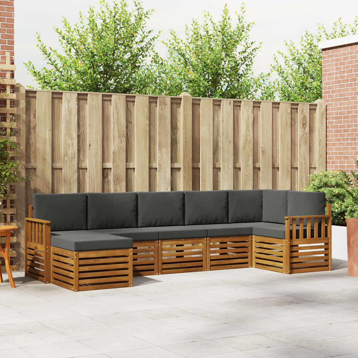 Outdoor Sofa Set 7 pcs Natural and Anthracite