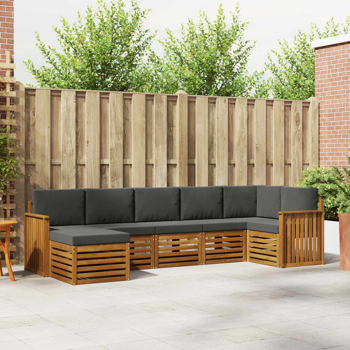 Outdoor Sofa Set 7 pcs Natural and Anthracite