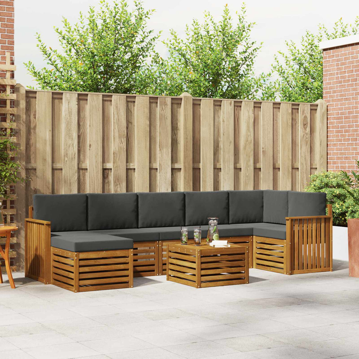 Outdoor Sofa Set 8 pcs Natural and Anthracite