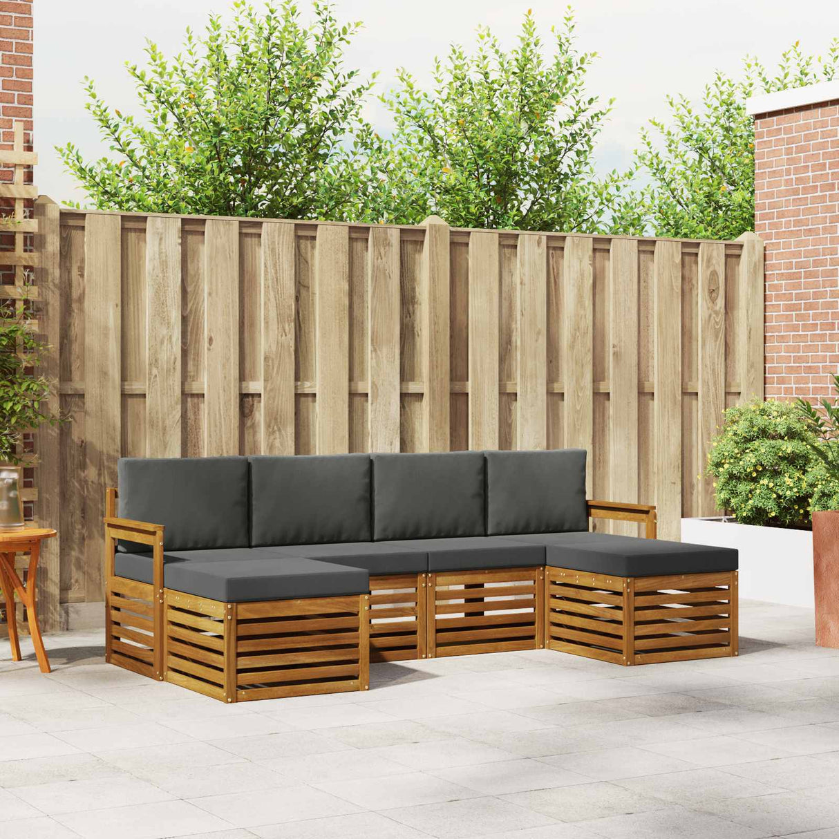 Outdoor Sofa Set 6 pcs Natural and Anthracite