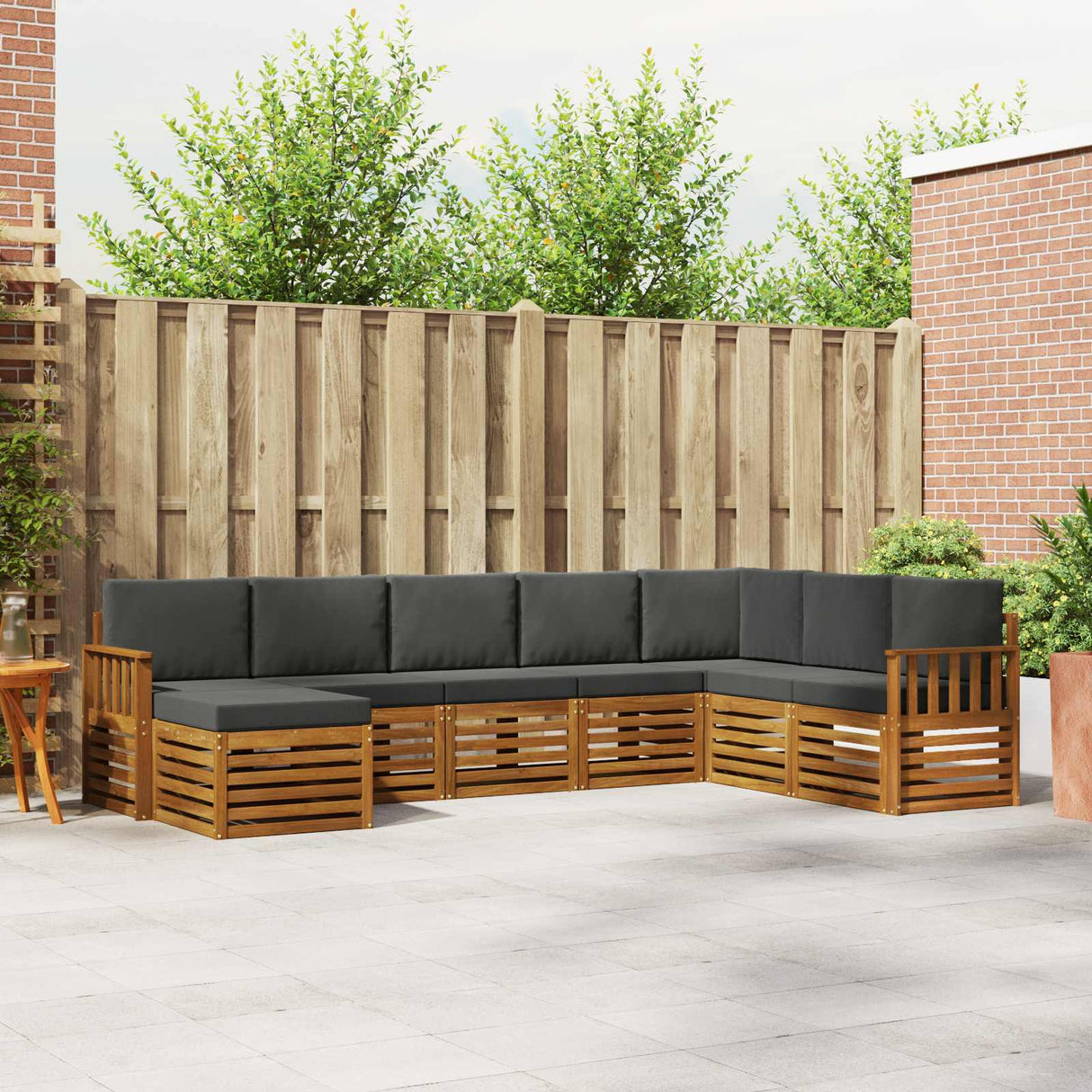 Outdoor Sofa Set 8 pcs Natural and Anthracite