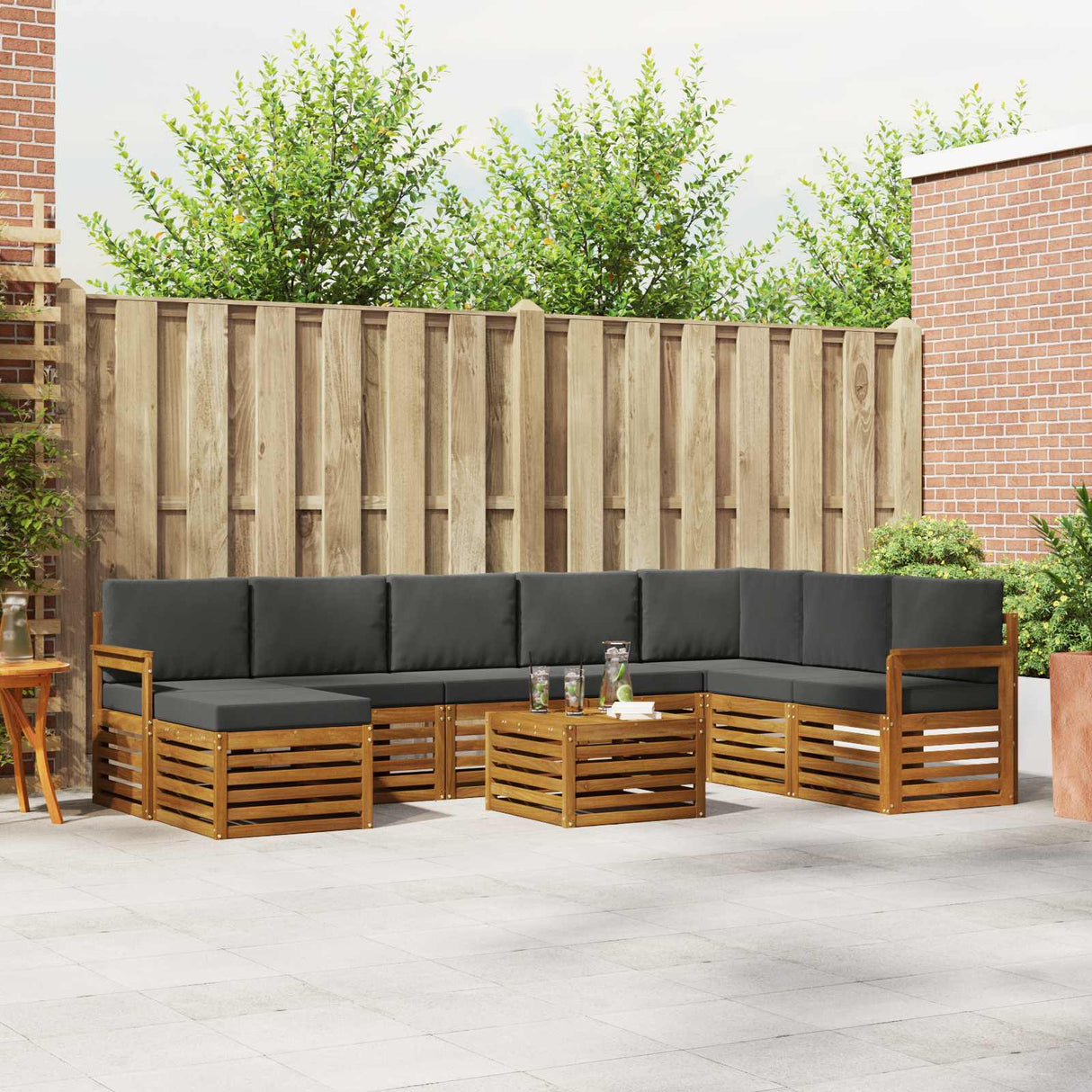 Outdoor Sofa Set 9 pcs Natural and Anthracite