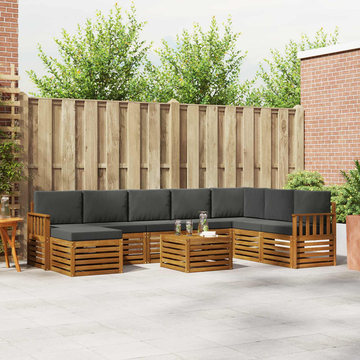Outdoor Sofa Set 9 pcs Natural and Anthracite