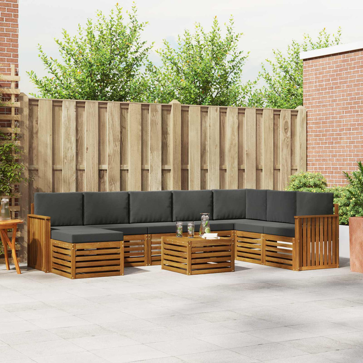 Outdoor Sofa Set 9 pcs Natural and Anthracite