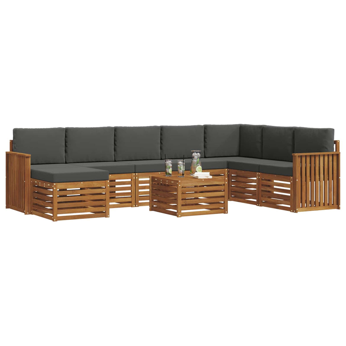 Outdoor Sofa Set 9 pcs Natural and Anthracite