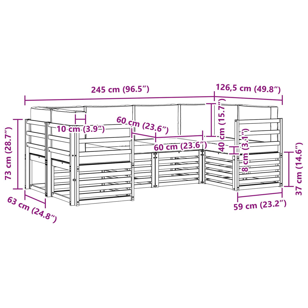 Outdoor Sofa Set 6 pcs Natural and Anthracite