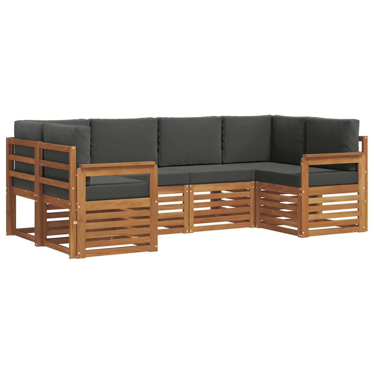 Sectional Sofa Set with Cushion 6 pcs Natural and Anthracite