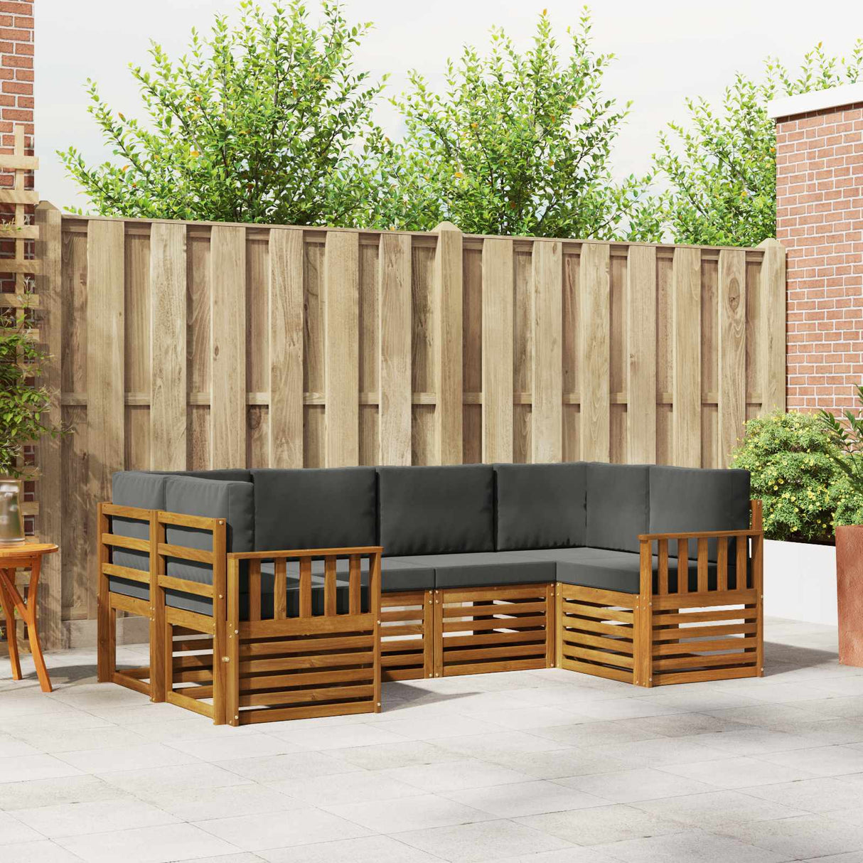 Sectional Sofa Set with Cushion 6 pcs Natural and Anthracite