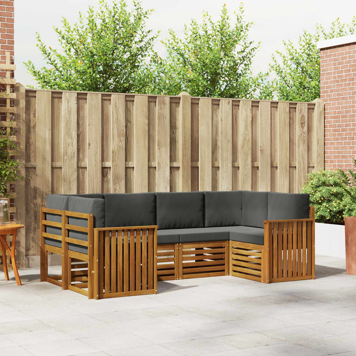 Sectional Sofa Set with Cushion 6 pcs Natural and Anthracite