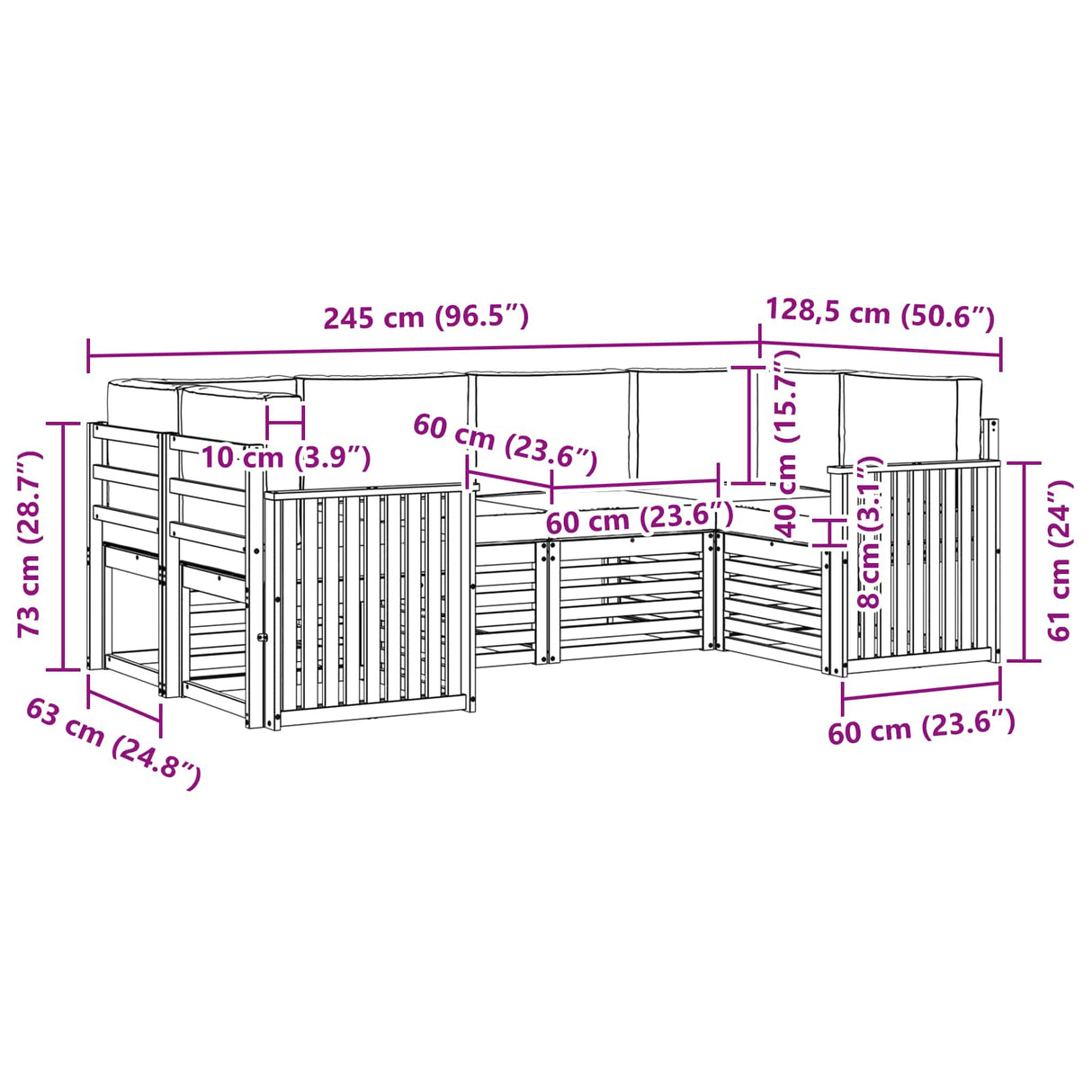 Outdoor Sofa Set 6 pcs Natural and Anthracite