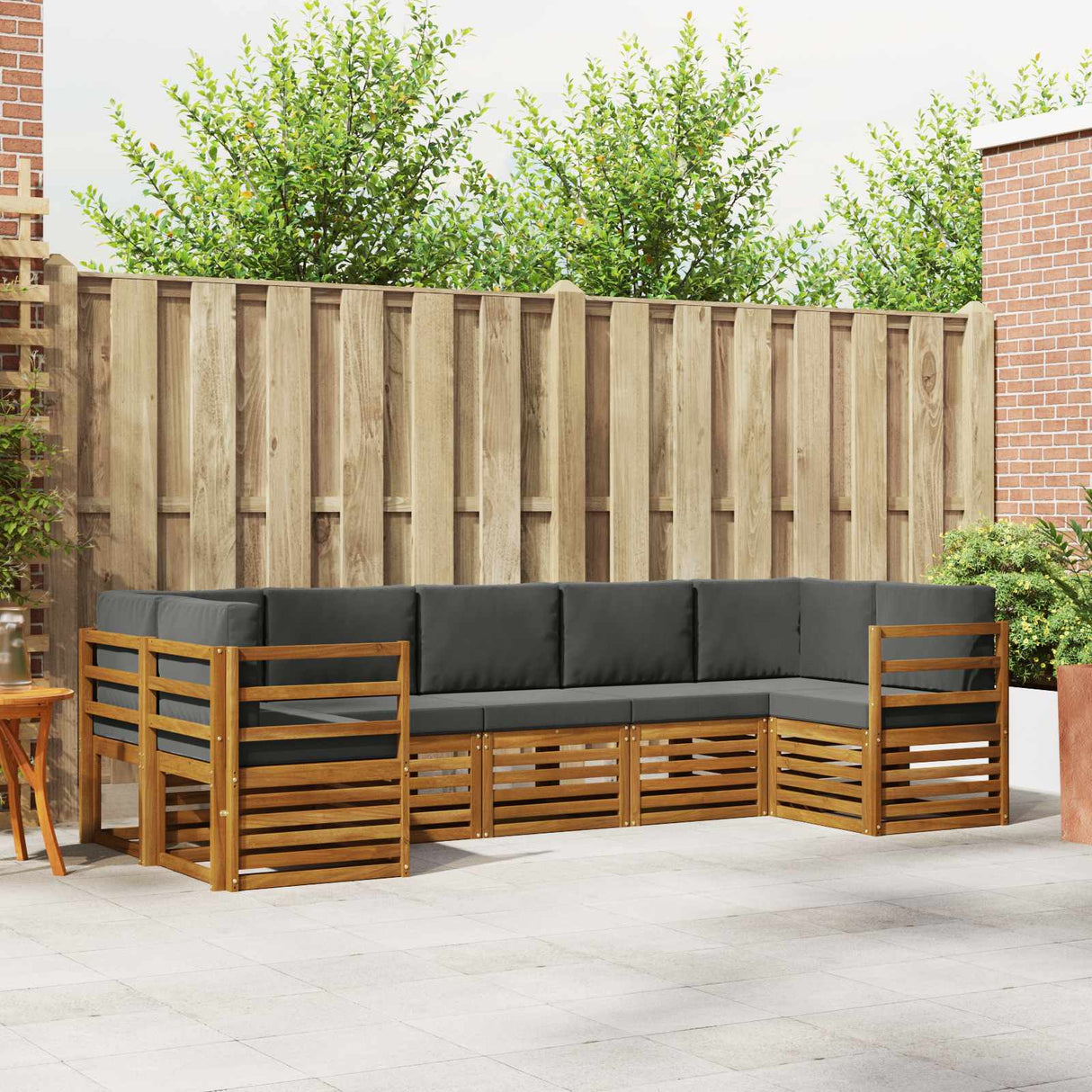 Outdoor Sofa Set 7 pcs Natural and Anthracite