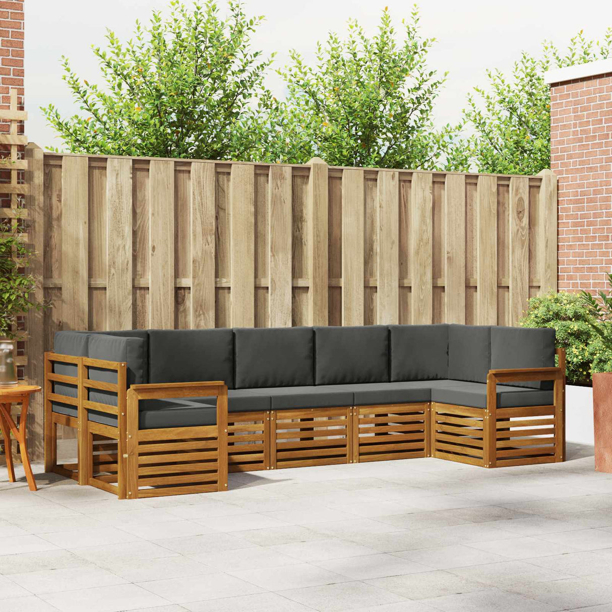 Sectional Sofa Set with Cushion 7 pcs Natural and Anthracite