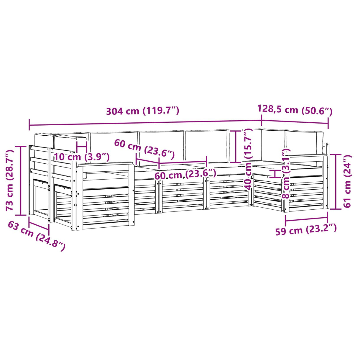 Outdoor Sofa Set 7 pcs Natural and Anthracite
