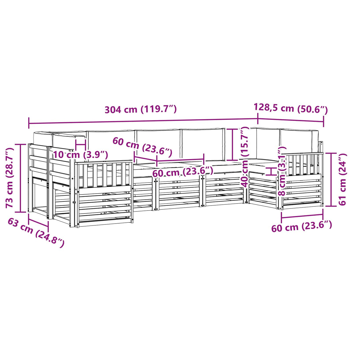 Outdoor Sofa Set 7 pcs Natural and Anthracite