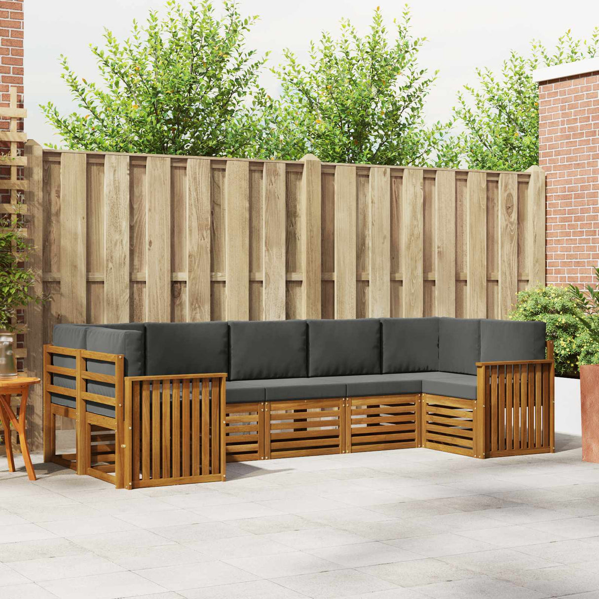 Sectional Sofa Set with Cushion 7 pcs Natural and Anthracite