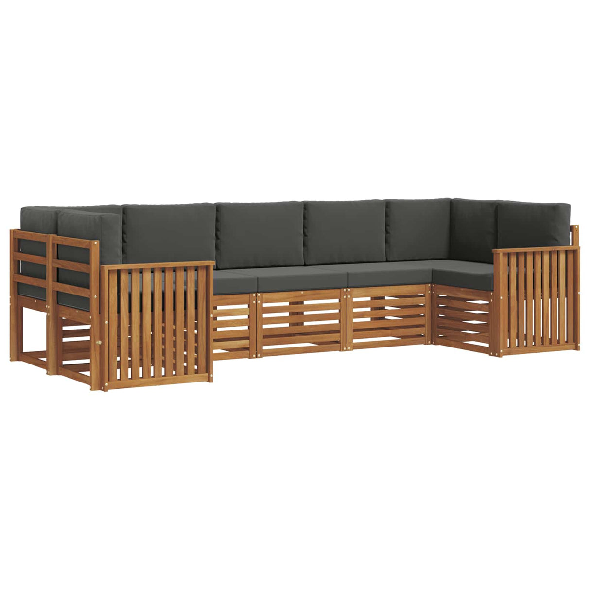 Sectional Sofa Set with Cushion 7 pcs Natural and Anthracite
