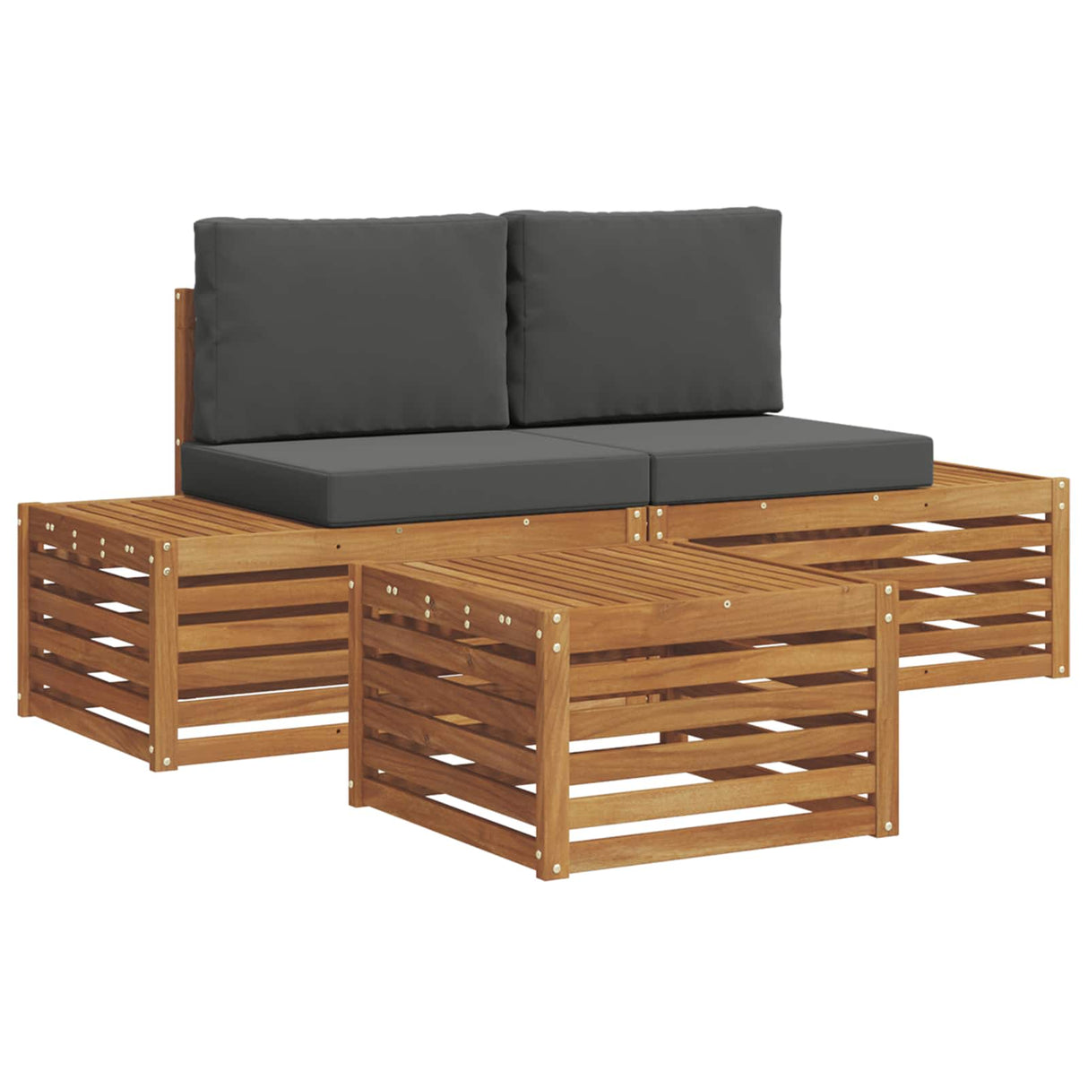 Outdoor Sofa Set Natural and Anthracite 59 x 59 x 37 cm