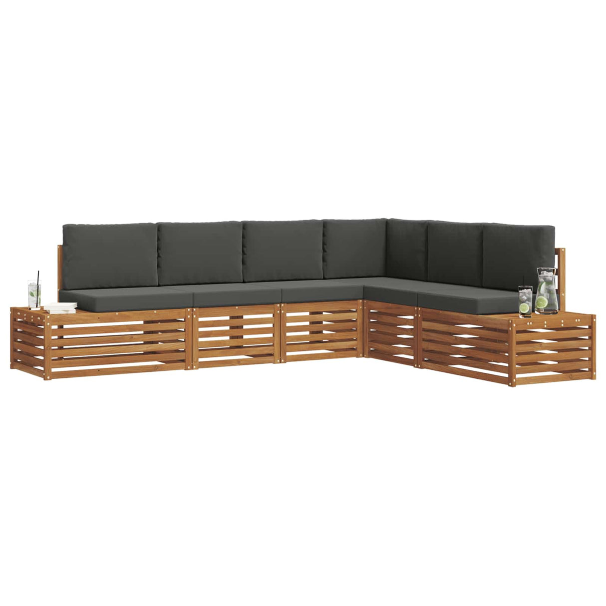 Outdoor Sofa Set Natural and Anthracite 273 x 213.5 x 73 cm