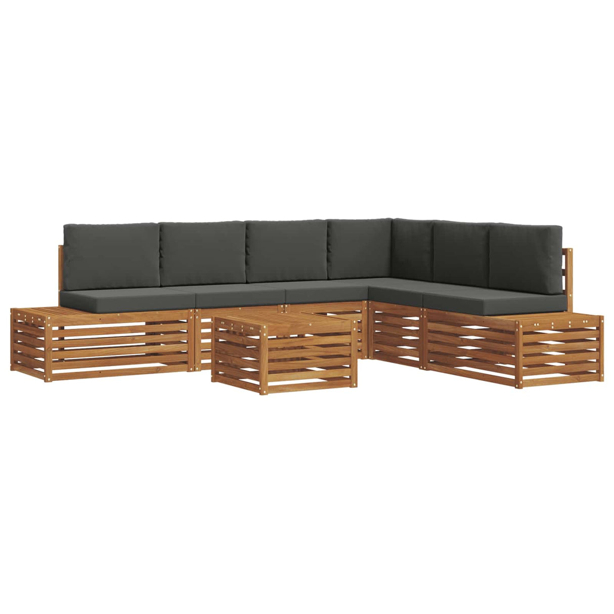 Outdoor Sofa Set with Cushion 7 Piece Natural and Anthracite