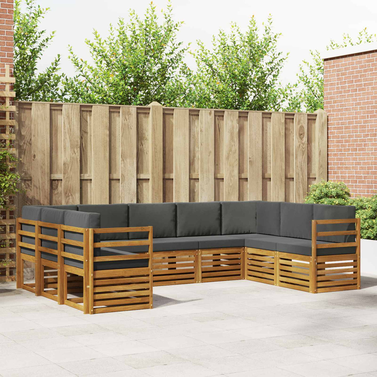 Outdoor Sofa Set 9 pcs Natural and Anthracite