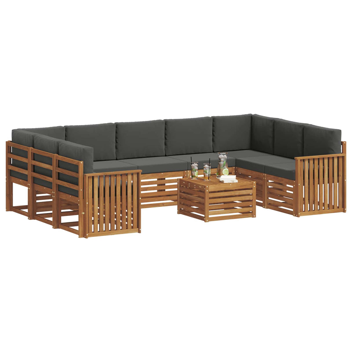 Outdoor Sofa Set 10 pcs Natural and Anthracite