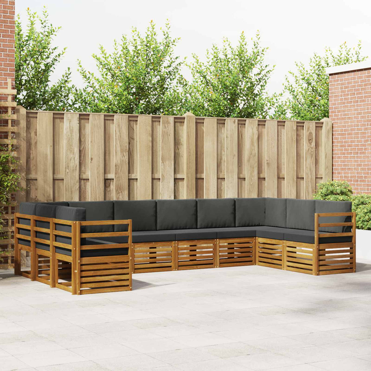 Outdoor Sofa Set 10 pcs Natural and Anthracite