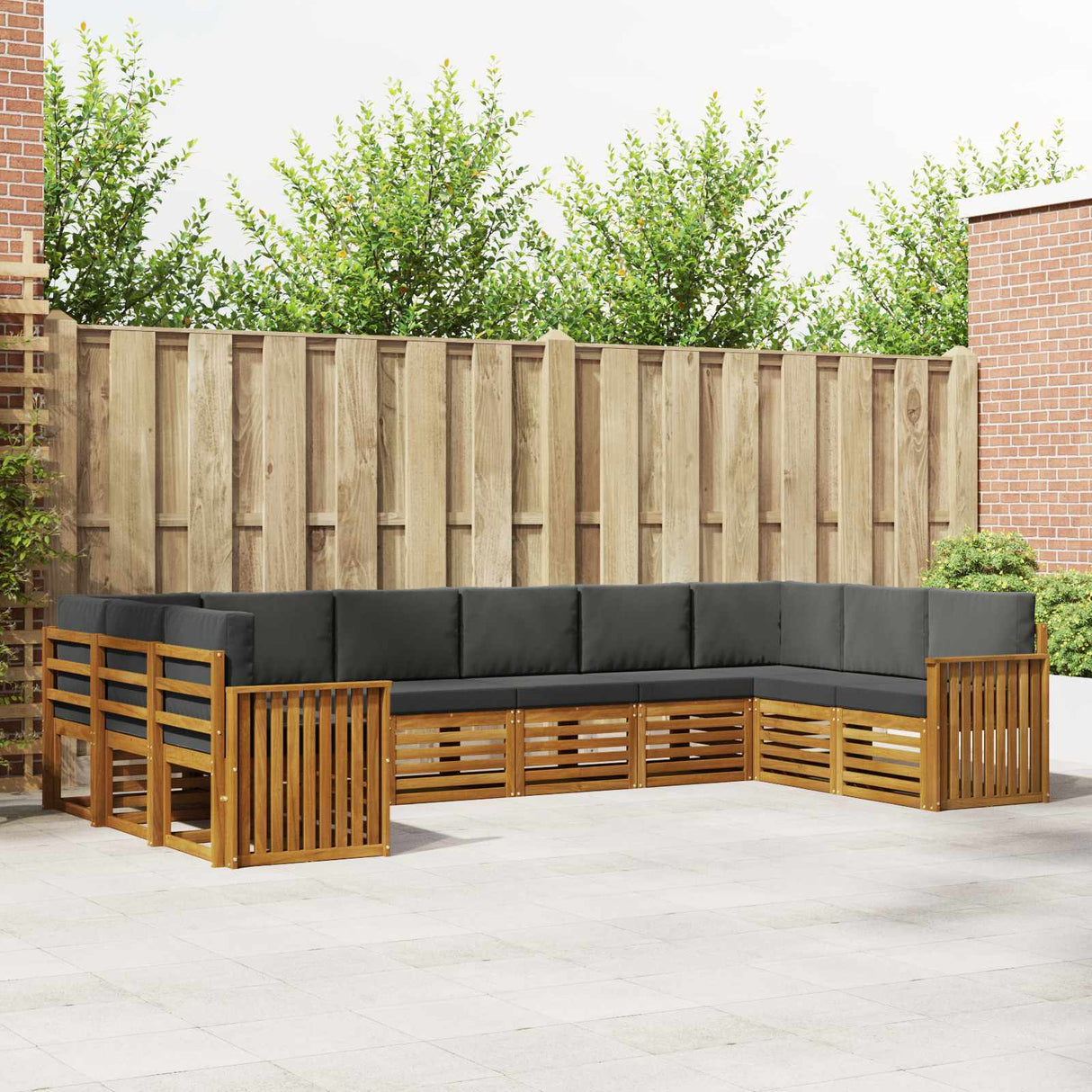 Sectional Sofa Set with Cushion 10 pcs Natural and Anthracite