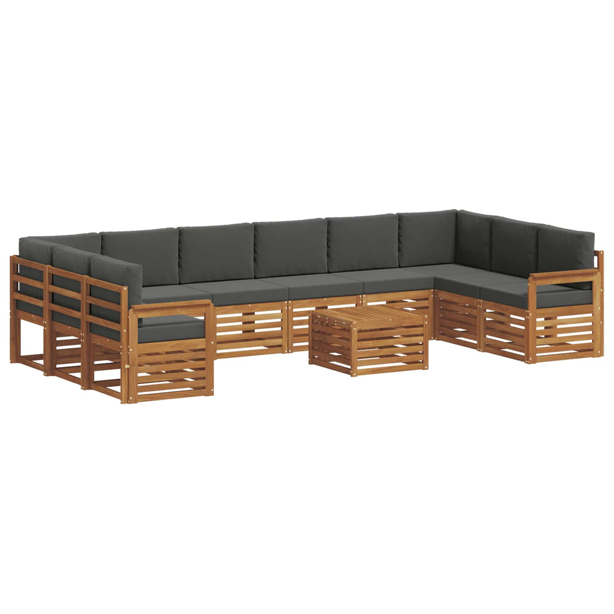 Outdoor Sofa Set with Cushion 11 pcs Natural and Anthracite