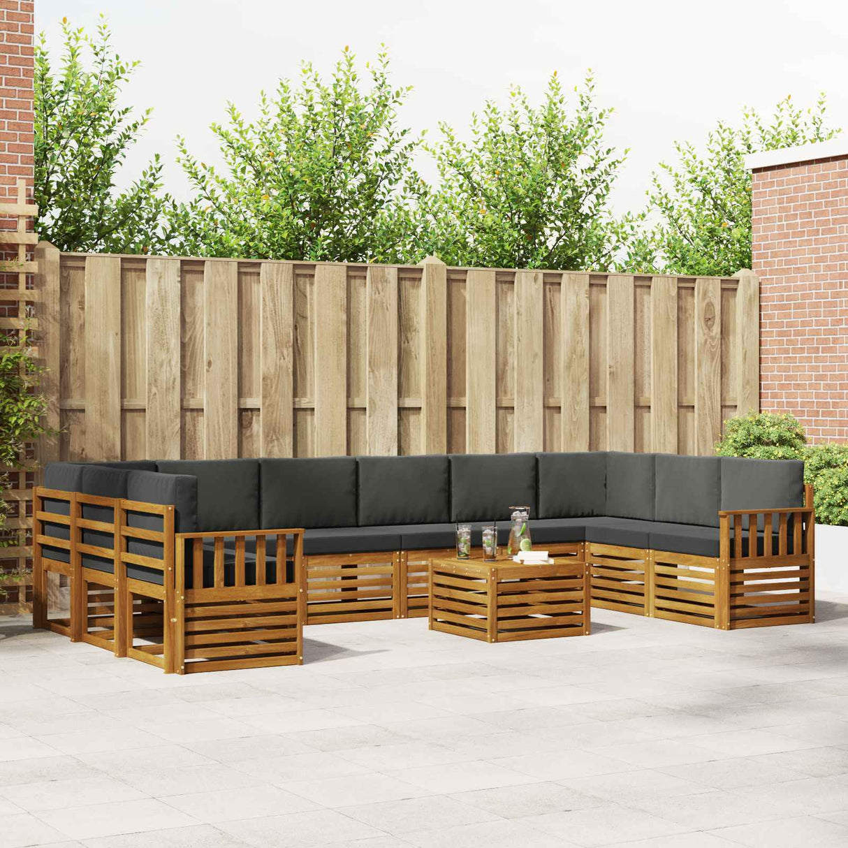 Outdoor Sofa Set 11 pcs Natural and Anthracite