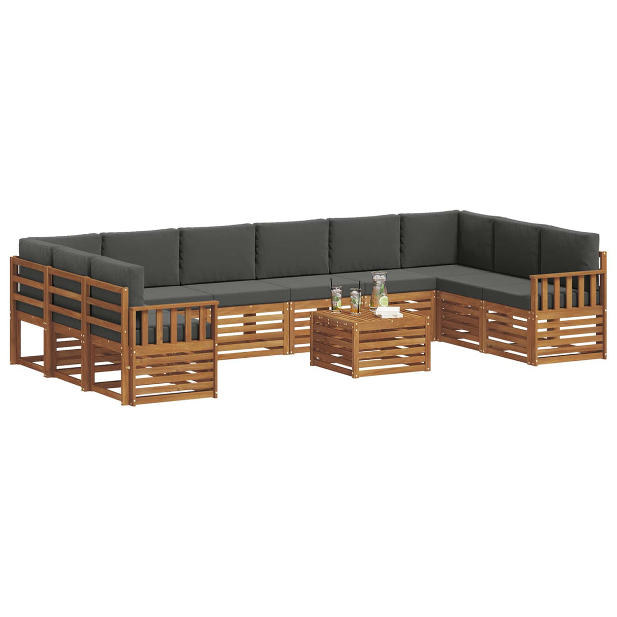 Outdoor Sofa Set 11 pcs Natural and Anthracite