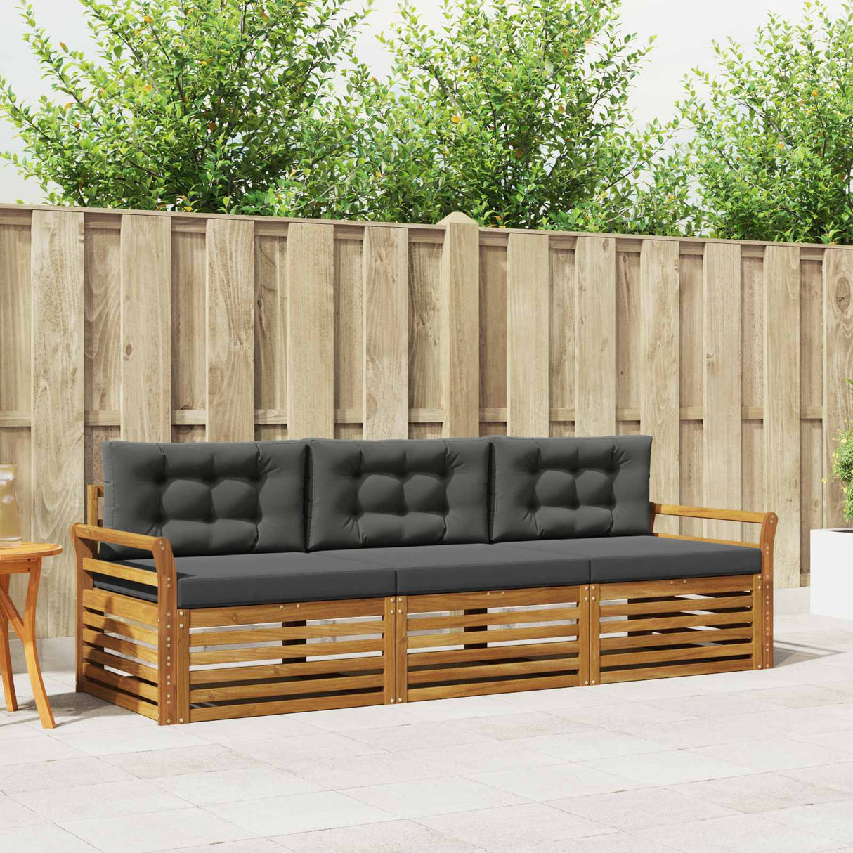 Outdoor Sofa Set 3 pcs Natural and Anthracite