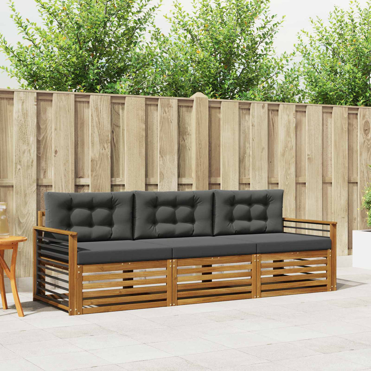 Outdoor Sofa Set 3 pcs Natural and Anthracite