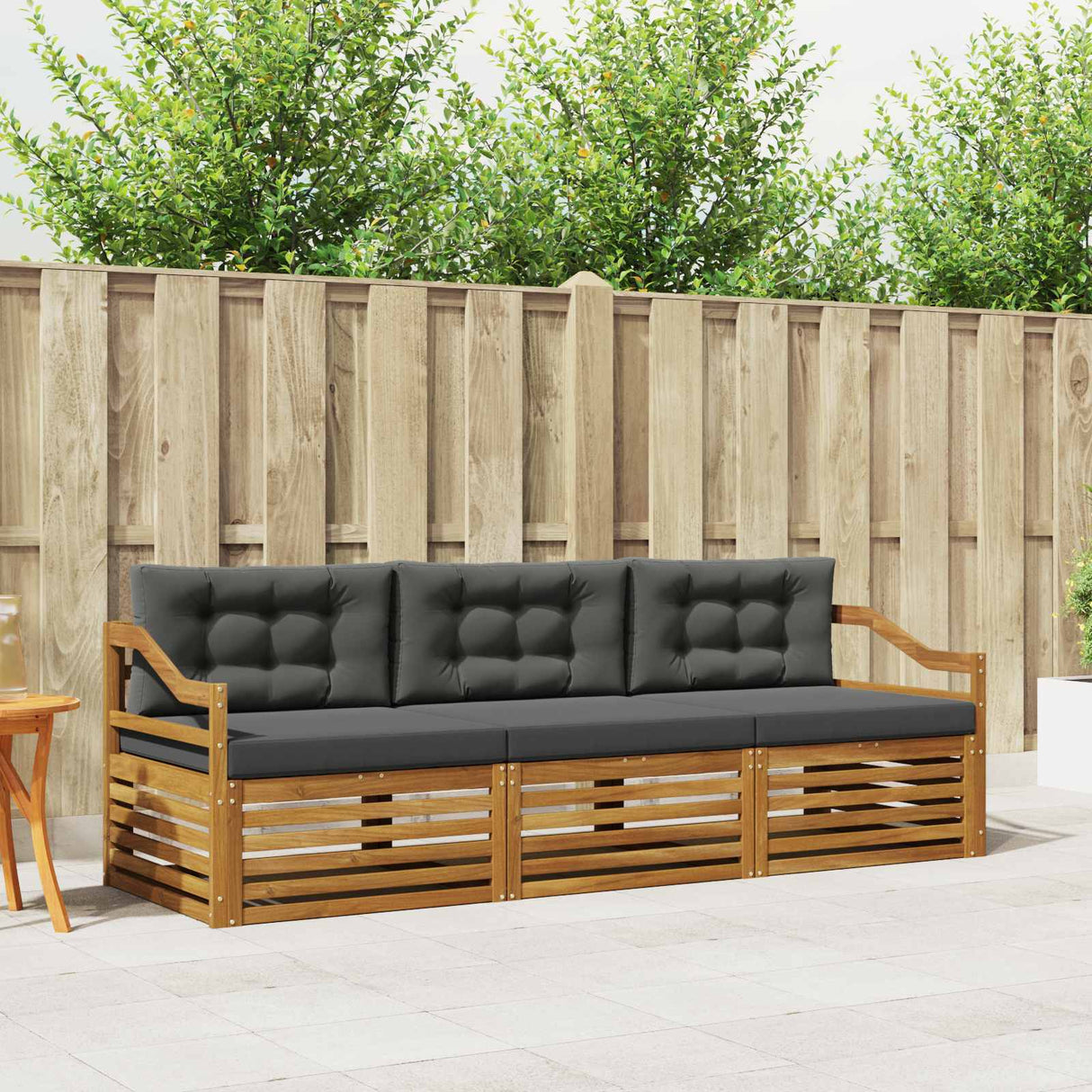 Outdoor Sofa Set 3 pcs Natural and Anthracite
