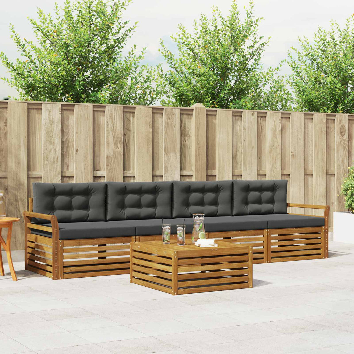 Outdoor Sofa Set 5 pcs Natural and Anthracite